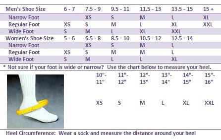 ASO EVO Ankle Brace Sizing Chart